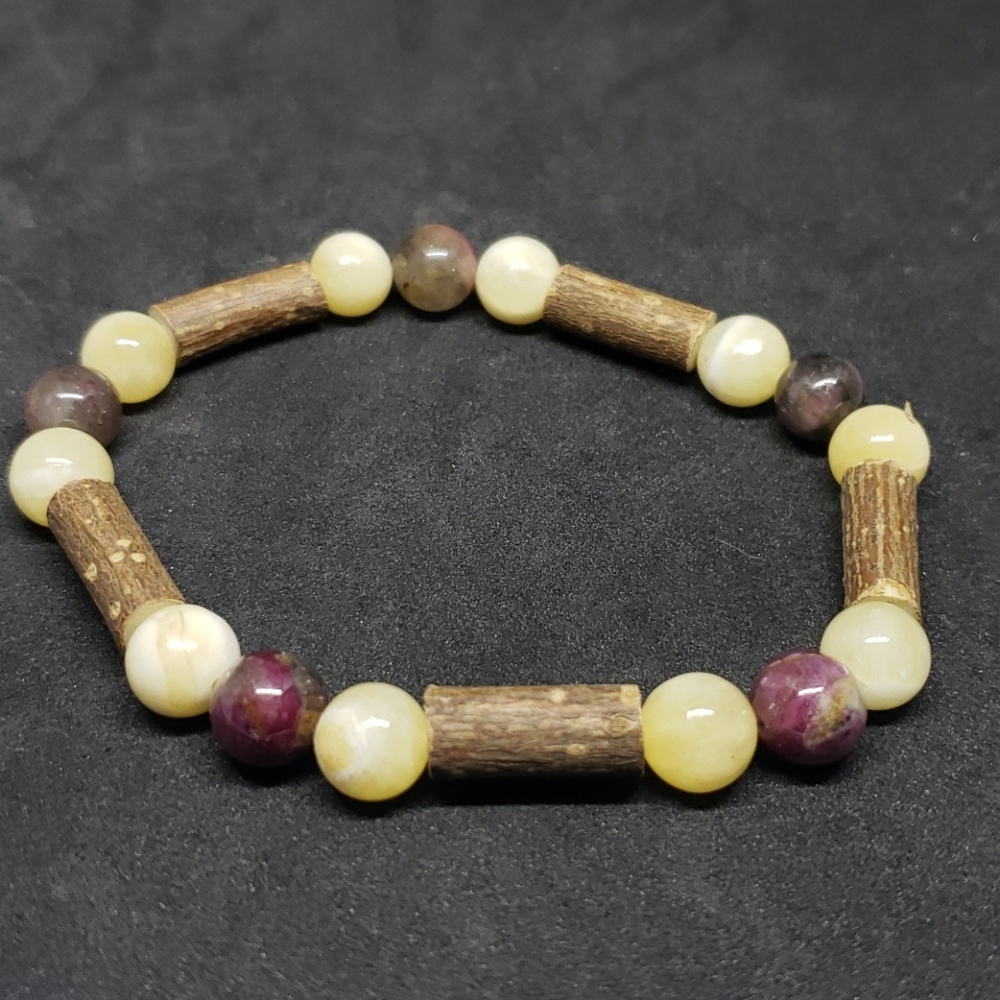 Tourmaline, calcite, hazelwood healing bracelet